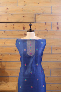 Rang – The Kashmiri Palette | Kashmiri Mul Chanderi Suit Piece – Royal Blue
