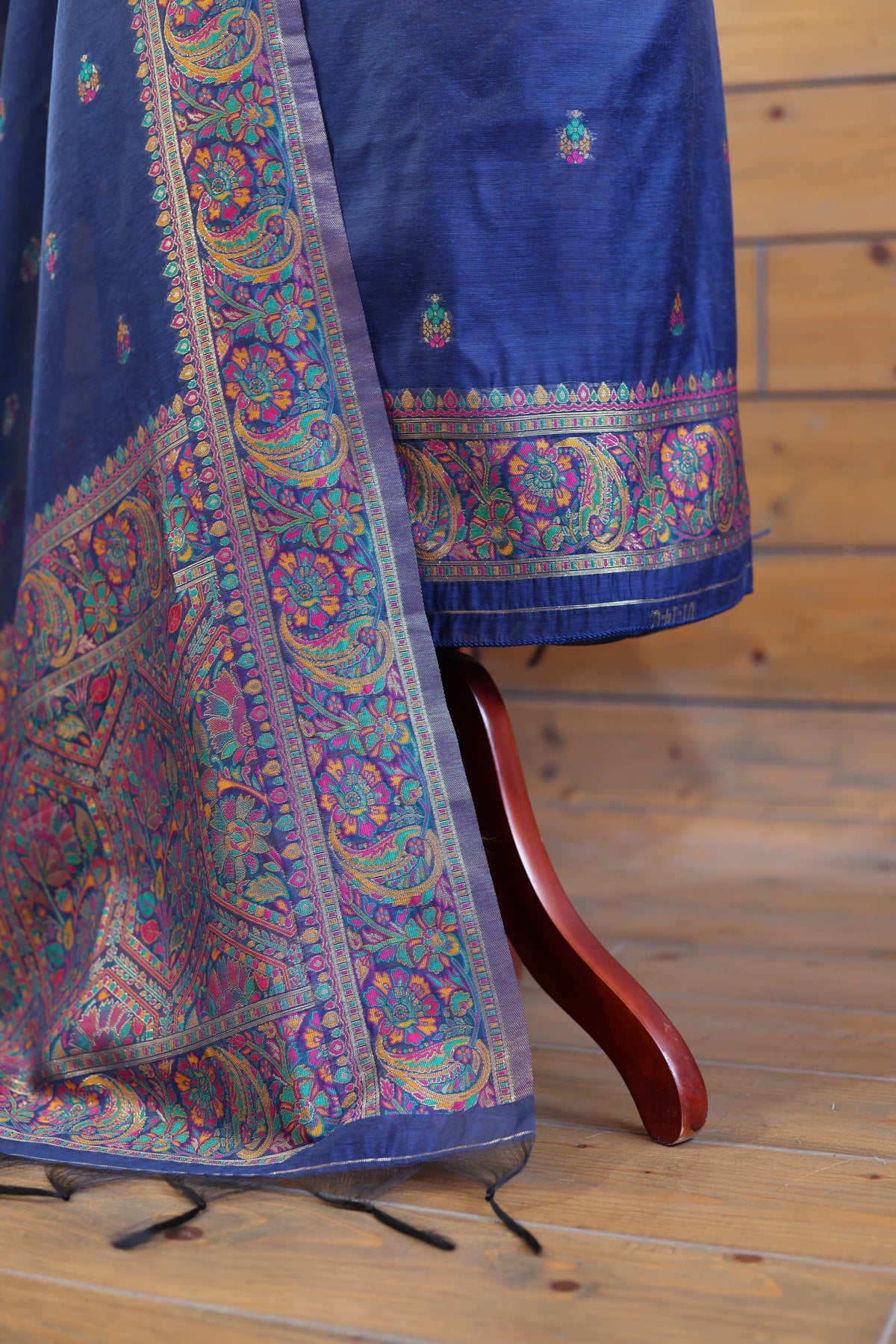 Rang – The Kashmiri Palette | Kashmiri Mul Chanderi Suit Piece – Royal Blue