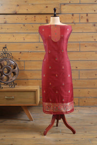 Rang – The Kashmiri Palette | Kashmiri Mul Chanderi Suit Piece – Red