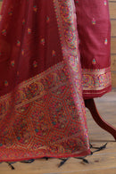 Rang – The Kashmiri Palette | Kashmiri Mul Chanderi Suit Piece – Red