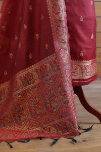 Rang – The Kashmiri Palette | Kashmiri Mul Chanderi Suit Piece – Red