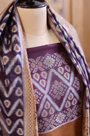 Aabha – The Artful Bloom | Ajrakh Mul Chanderi Suit Piece – Rust Brown