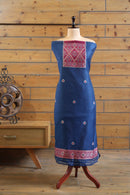 Aabha – The Artful Bloom | Ajrakh Mul Chanderi Suit Piece – Indigo Blue