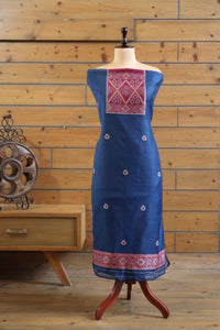 Aabha – The Artful Bloom | Ajrakh Mul Chanderi Suit Piece – Indigo Blue