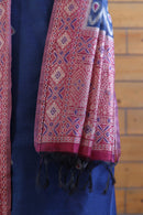 Aabha – The Artful Bloom | Ajrakh Mul Chanderi Suit Piece – Indigo Blue