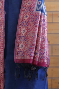 Aabha – The Artful Bloom | Ajrakh Mul Chanderi Suit Piece – Indigo Blue