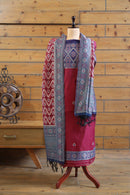 Aabha – The Artful Bloom | Ajrakh Mul Chanderi Suit Piece – Magenta Pink