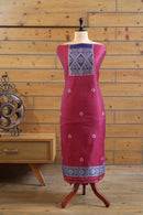 Aabha – The Artful Bloom | Ajrakh Mul Chanderi Suit Piece – Magenta Pink