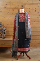 Aabha – The Artful Bloom | Ajrakh Mul Chanderi Suit Piece – Black