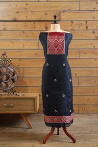 Aabha – The Artful Bloom | Ajrakh Mul Chanderi Suit Piece – Black