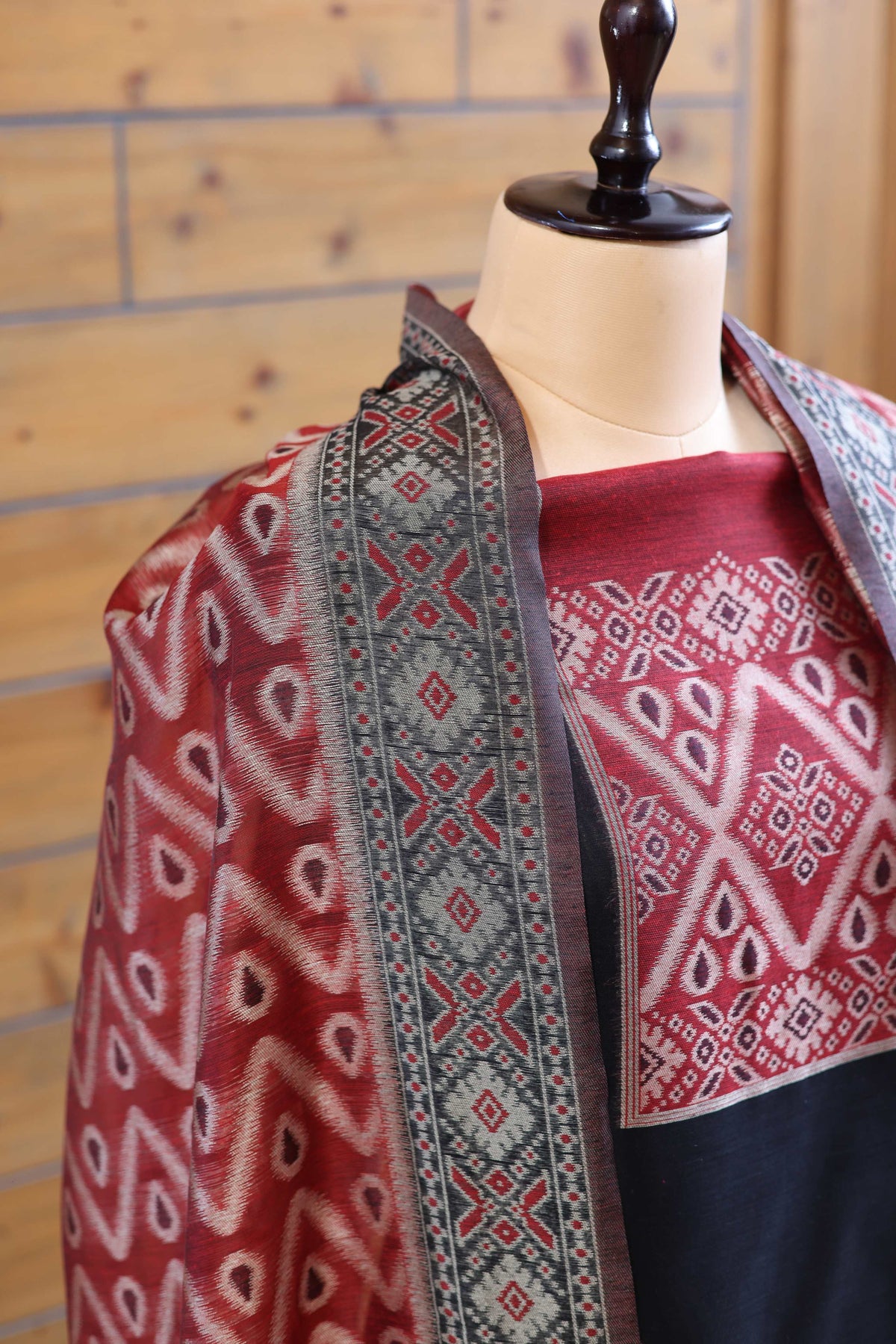 Aabha – The Artful Bloom | Ajrakh Mul Chanderi Suit Piece – Black