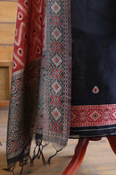 Aabha – The Artful Bloom | Ajrakh Mul Chanderi Suit Piece – Black