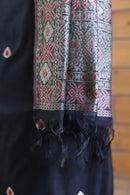 Aabha – The Artful Bloom | Ajrakh Mul Chanderi Suit Piece – Black