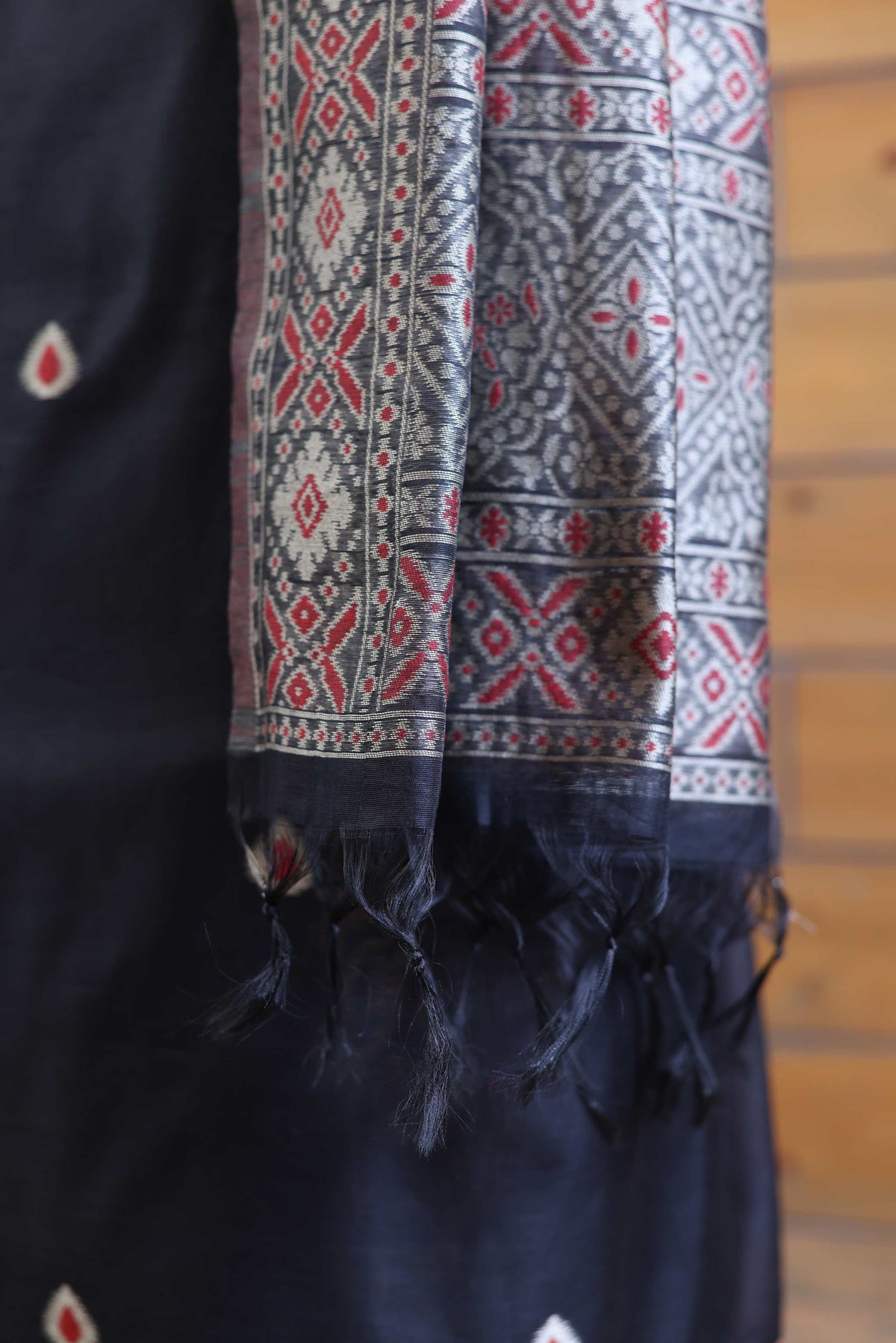 Aabha – The Artful Bloom | Ajrakh Mul Chanderi Suit Piece – Black
