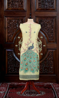 Meher – The Woven Glow | Jamdani Muga Cotton Suit Piece – Lemon Yellow