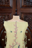 Meher – The Woven Glow | Jamdani Muga Cotton Suit Piece – Lemon Yellow