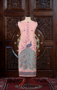 Meher – The Woven Glow | Jamdani Muga Cotton Suit Piece – Peach