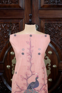 Meher – The Woven Glow | Jamdani Muga Cotton Suit Piece – Peach