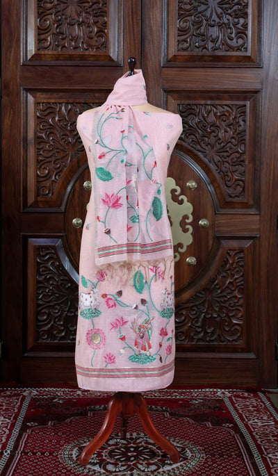 Rooh – The Pichwai Reverie | Pichwai Muga Cotton Suit Piece – Pink