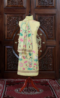 Rooh – The Pichwai Reverie | Pichwai Muga Cotton Suit Piece – Lemon Yellow