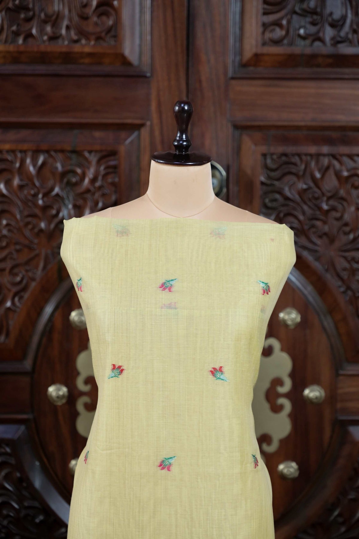 Rooh – The Pichwai Reverie | Pichwai Muga Cotton Suit Piece – Lemon Yellow