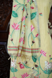 Rooh – The Pichwai Reverie | Pichwai Muga Cotton Suit Piece – Lemon Yellow
