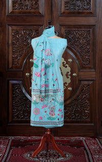 Rooh – The Pichwai Reverie | Pichwai Muga Cotton Suit Piece – Sky Blue