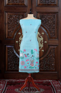 Rooh – The Pichwai Reverie | Pichwai Muga Cotton Suit Piece – Sky Blue