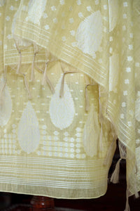 Virsa – The Timeless Weave | Jamdani Muga Cotton Suit Piece – Lemon Yellow