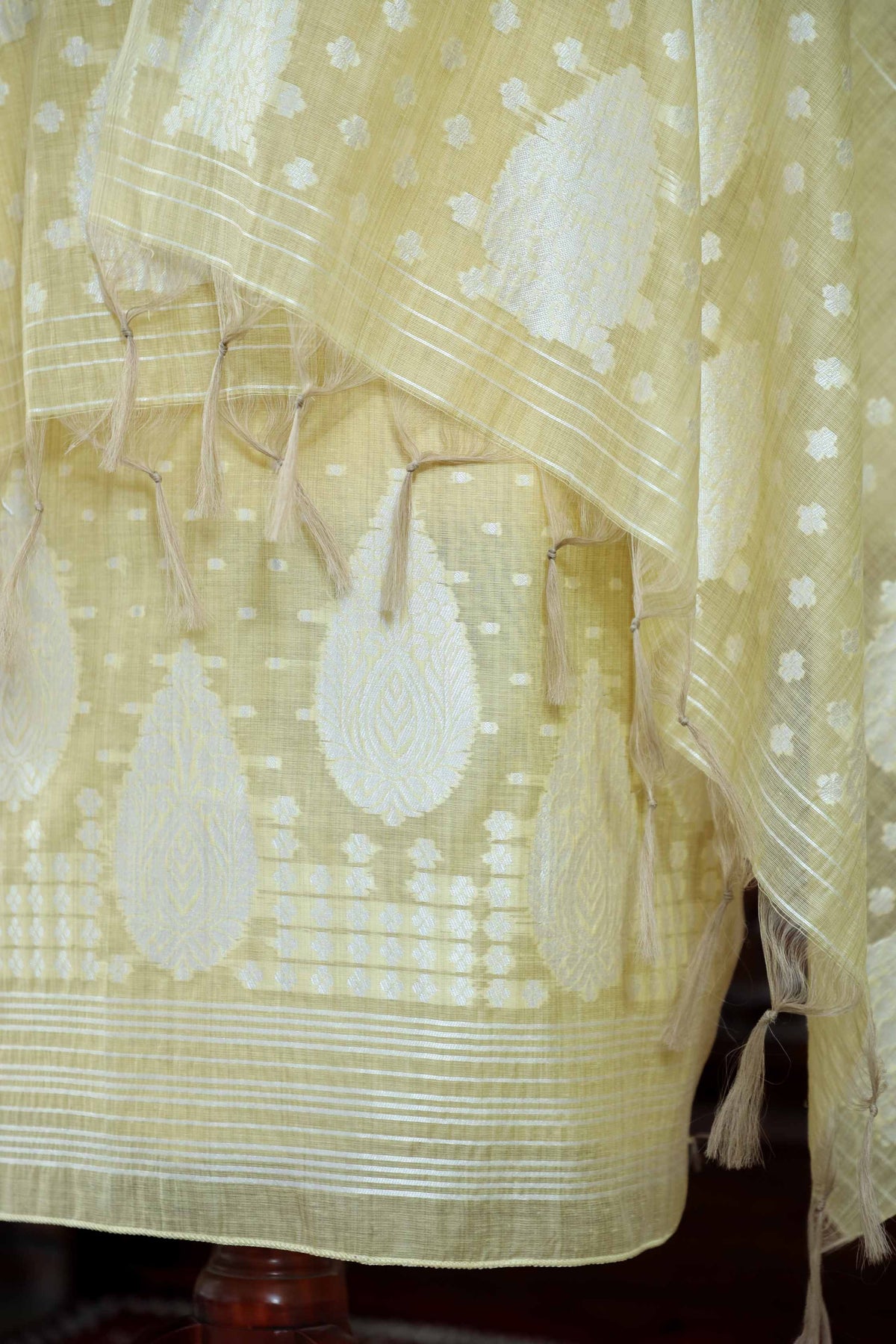 Virsa – The Timeless Weave | Jamdani Muga Cotton Suit Piece – Lemon Yellow