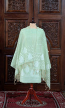 Virsa – The Timeless Weave | Jamdani Muga Cotton Suit Piece – Sea Green