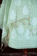 Virsa – The Timeless Weave | Jamdani Muga Cotton Suit Piece – Sea Green