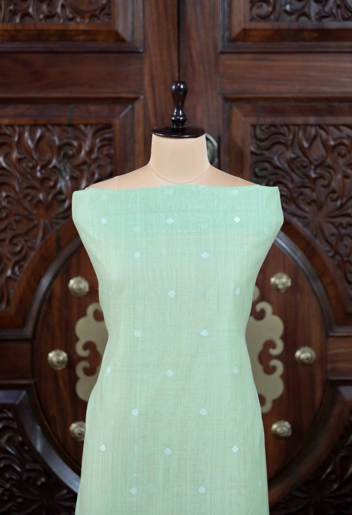 Virsa – The Timeless Weave | Jamdani Muga Cotton Suit Piece – Sea Green