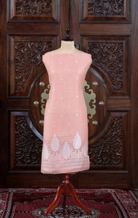 Virsa – The Timeless Weave | Jamdani Muga Cotton Suit Piece – Peach