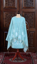 Virsa – The Timeless Weave | Jamdani Muga Cotton Suit Piece – Sky Blue
