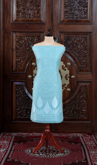 Virsa – The Timeless Weave | Jamdani Muga Cotton Suit Piece – Sky Blue