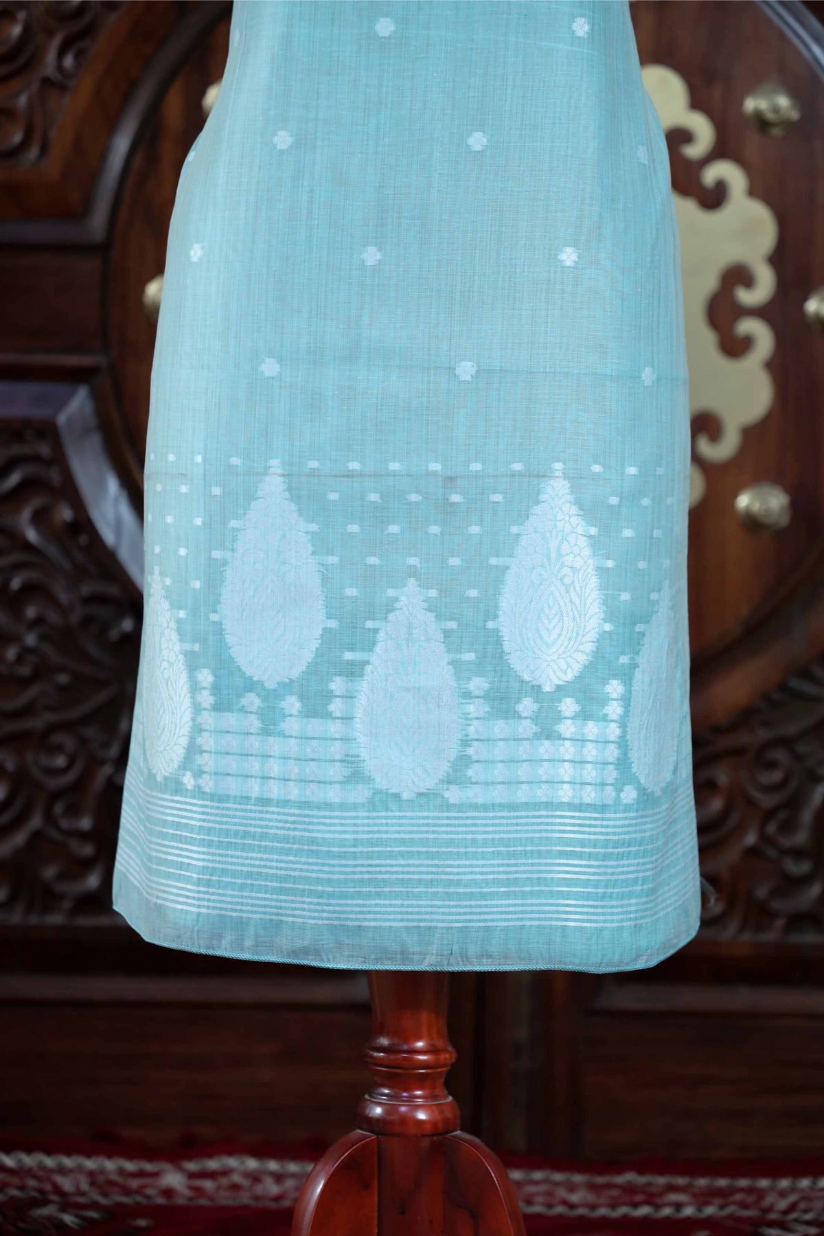 Virsa – The Timeless Weave | Jamdani Muga Cotton Suit Piece – Sky Blue