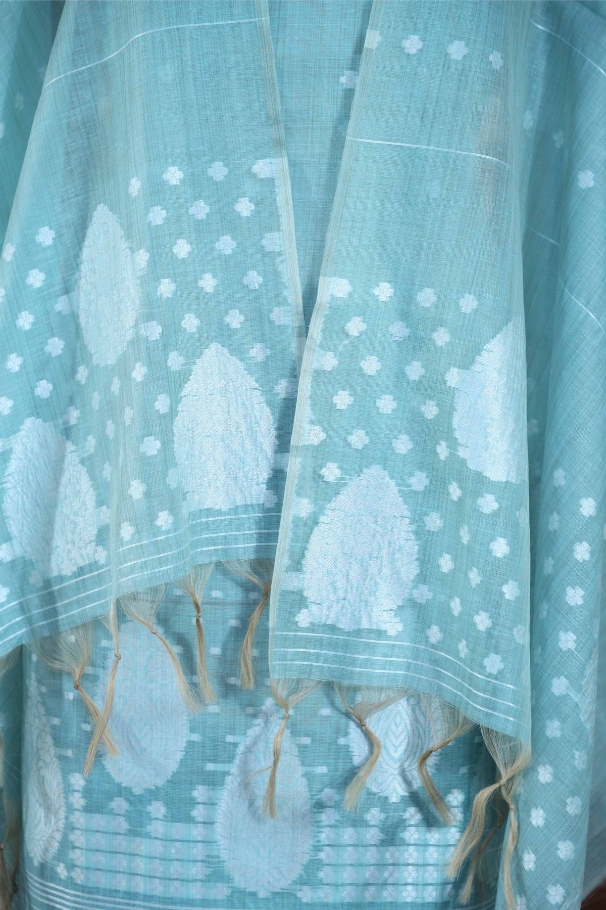 Virsa – The Timeless Weave | Jamdani Muga Cotton Suit Piece – Sky Blue