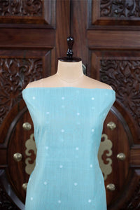 Virsa – The Timeless Weave | Jamdani Muga Cotton Suit Piece – Sky Blue