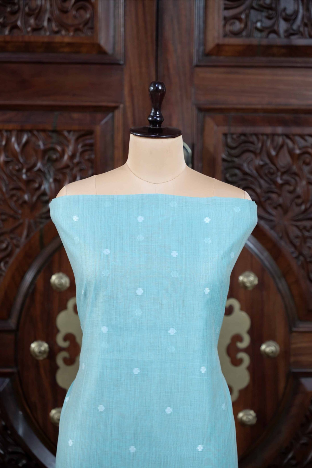 Virsa – The Timeless Weave | Jamdani Muga Cotton Suit Piece – Sky Blue