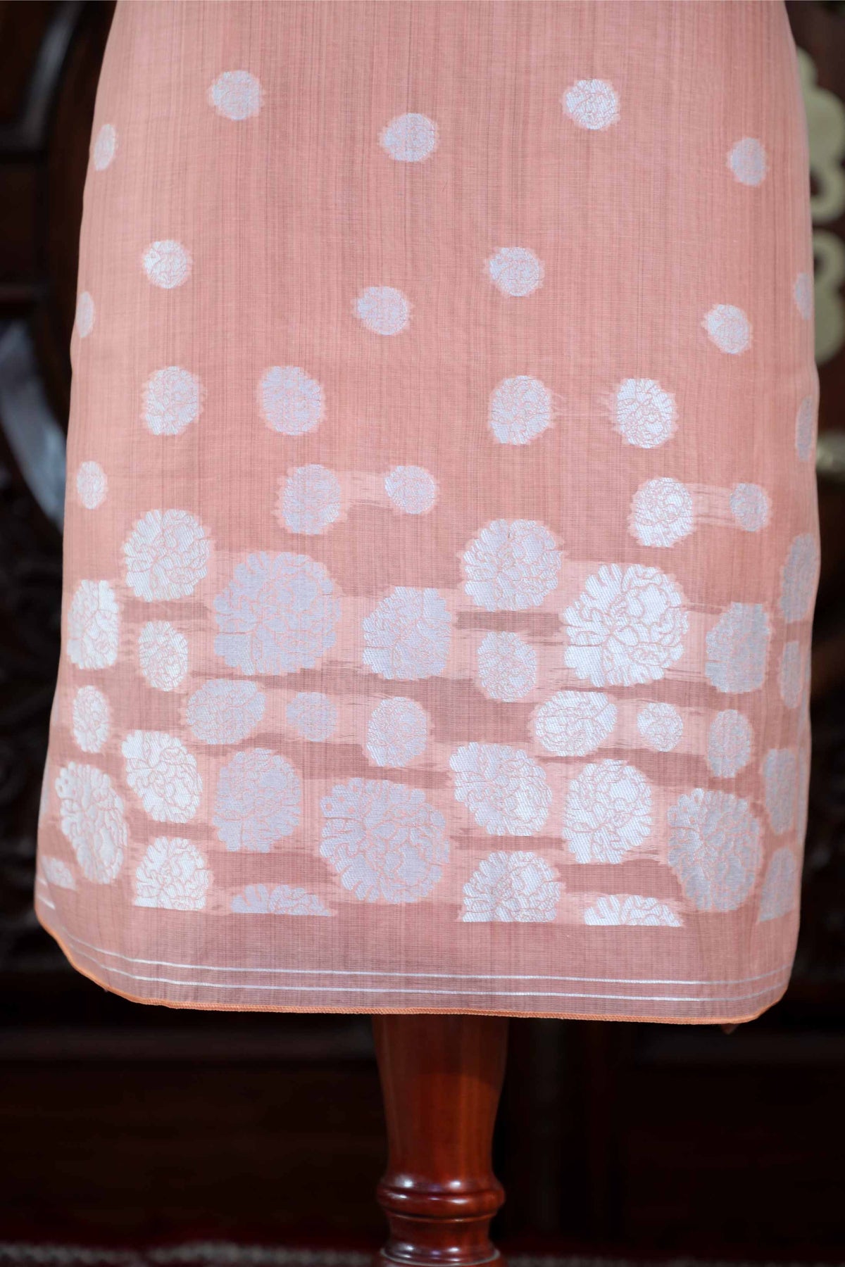 Adaa – The Elegant Motif | Jamdani Muga Cotton Suit Piece – Peach