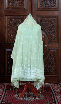 Adaa – The Elegant Motif | Jamdani Muga Cotton Suit Piece – Sea Green