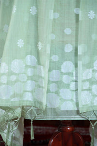 Adaa – The Elegant Motif | Jamdani Muga Cotton Suit Piece – Sea Green