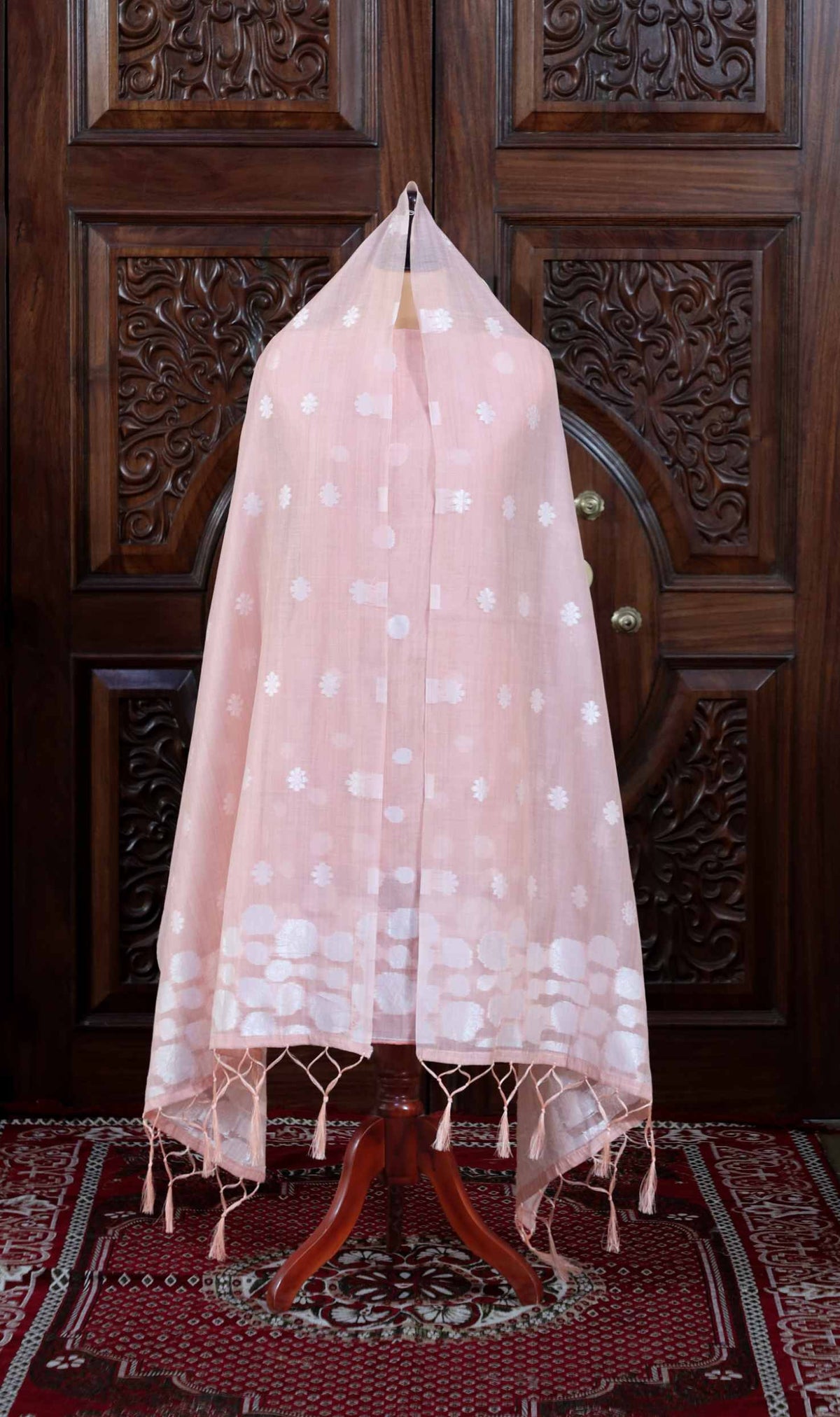 Adaa – The Elegant Motif | Jamdani Muga Cotton Suit Piece – Pink