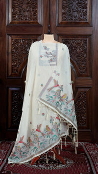 Mitti – The Earthy Grace | Jamdani Muga Cotton Suit Piece – Cream