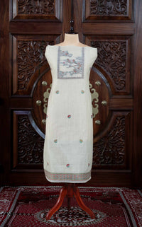 Mitti – The Earthy Grace | Jamdani Muga Cotton Suit Piece – Cream