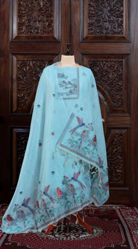 Mitti – The Earthy Grace | Jamdani Muga Cotton Suit Piece – Sky Blue