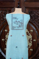 Mitti – The Earthy Grace | Jamdani Muga Cotton Suit Piece – Sky Blue