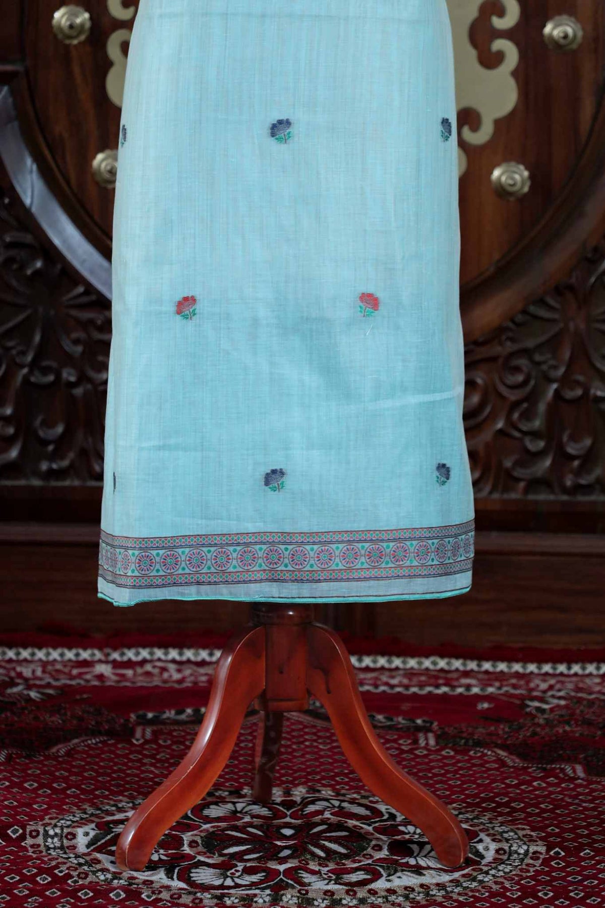 Mitti – The Earthy Grace | Jamdani Muga Cotton Suit Piece – Sky Blue