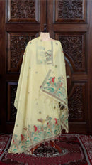 Mitti – The Earthy Grace | Jamdani Muga Cotton Suit Piece – Lemon Yellow